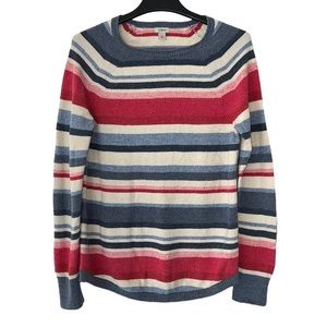 LL Bean Women’s Striped Cotton Sweater Multicolored Size Small Blue, Pink, Cream